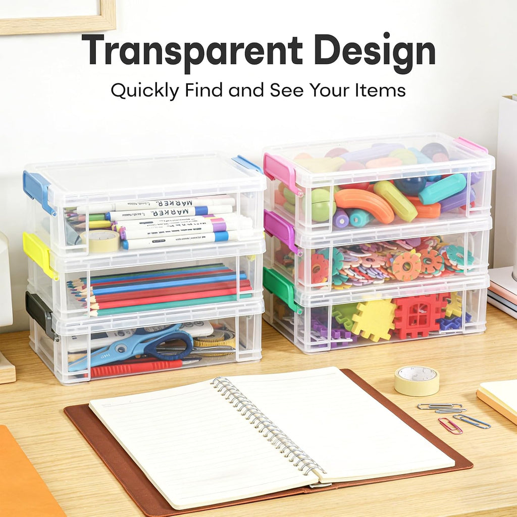 Large Plastic Clear Hart Pencil Box Case For Crayons, Markers, Art Supplies