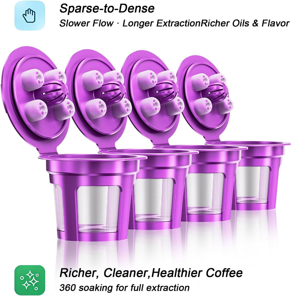 Universal 5-Hole Refillable Coffee Pods for K-Cups | Reusable Coffee Filters with Food-Grade Stainless Steel Mesh |