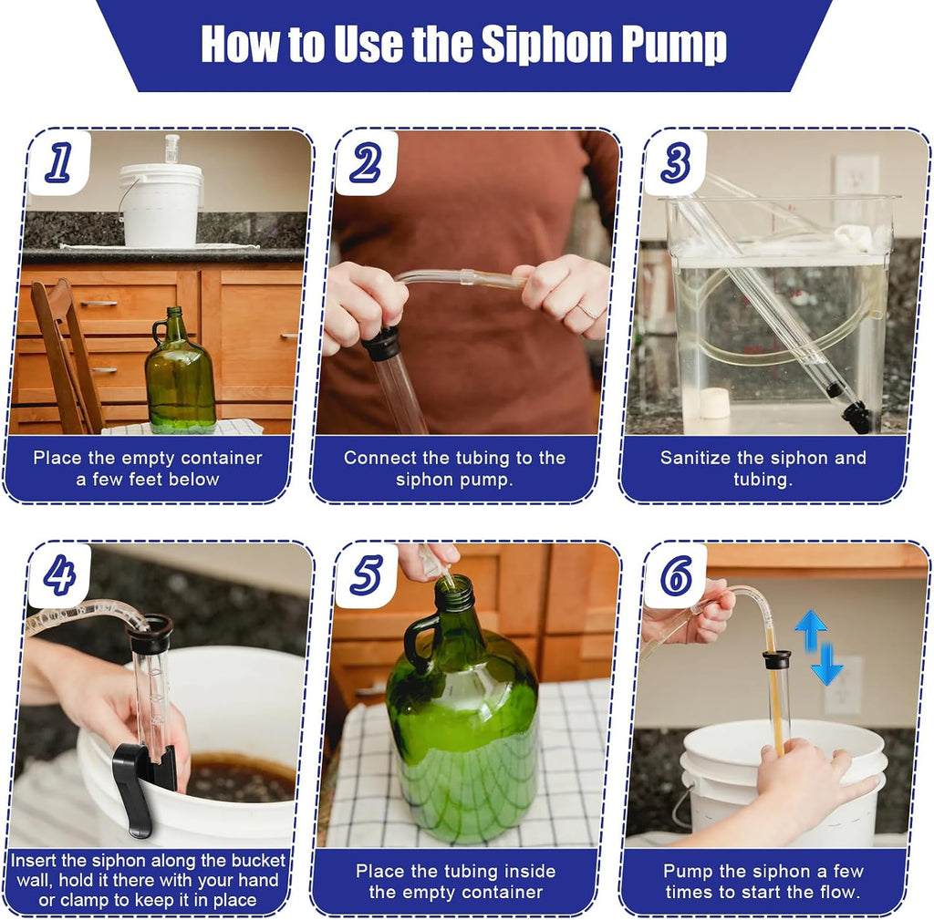 Siphon for Wine Making, Siphon Pump with 6 Feet of Tubing, Bottling Wand, Clamp, Bubble Airlock and Drilled Stopper