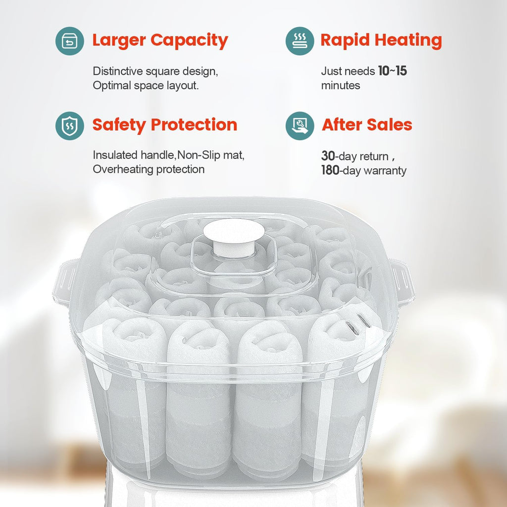 Hot Towel Warmer, Rapid Heating Towel Steamer for Facials can Hold 12 Mini Wet Towels, Portable Mini Towel Warmer for
