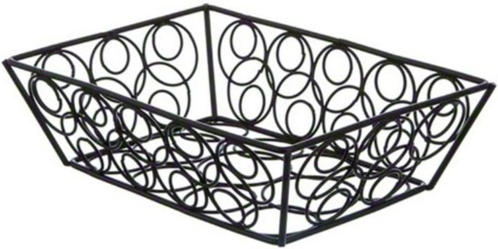 EBB59B Steel Rectangular Wire Loop-D-Loop Bread Basket, Small, 9" L x 6" W x 2.5" H, Black