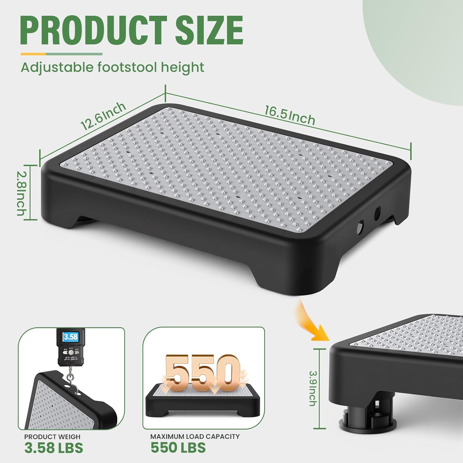 Mobility One Step Stool, Heavy Duty Indoor Outdoor Non-Slip Small Step Platform Assistive Device for Adult Elderly