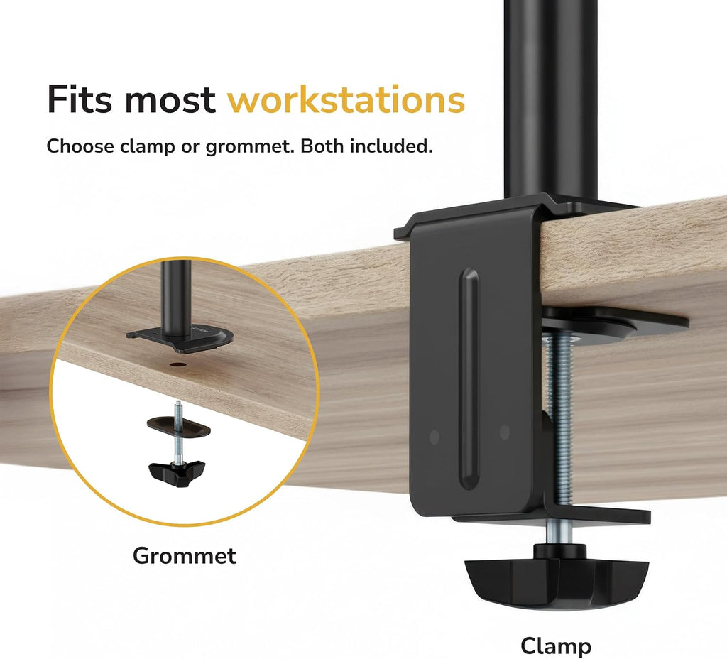 Mount-It Dual Monitor Arm, Heavy Duty Desk Mount for 2 Screens 13-32 in | Up to 19.8 lbs Each, Full Motion Tilt