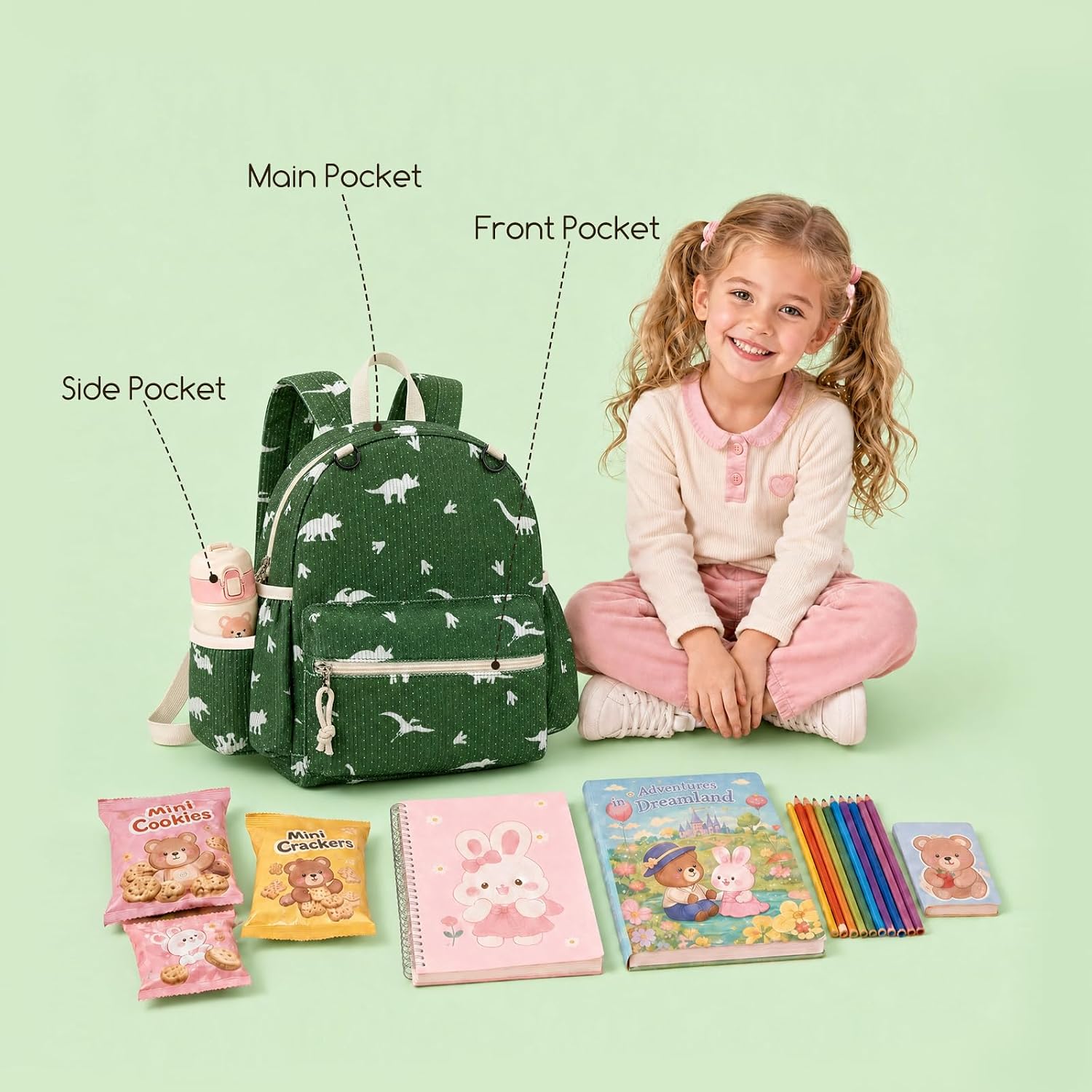 Corduroy Toddler Backpack for Boys & Girls, Kids Backpacks | Small Kids Bookbag for School 2-4 Preschool Kindergarten