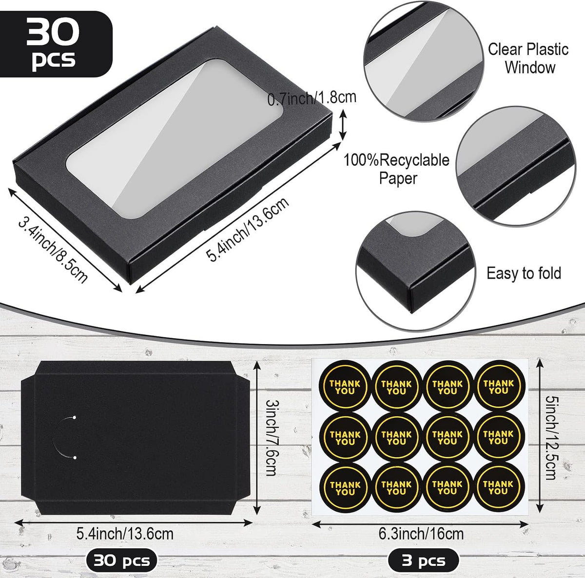 30 Pack Jewelry Gift Boxes, Christmas Gift Packaging Black
