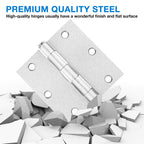 Brushed Nickel Door Hinges 3.5"x3 1/2 Inch Square 36Pack Interior