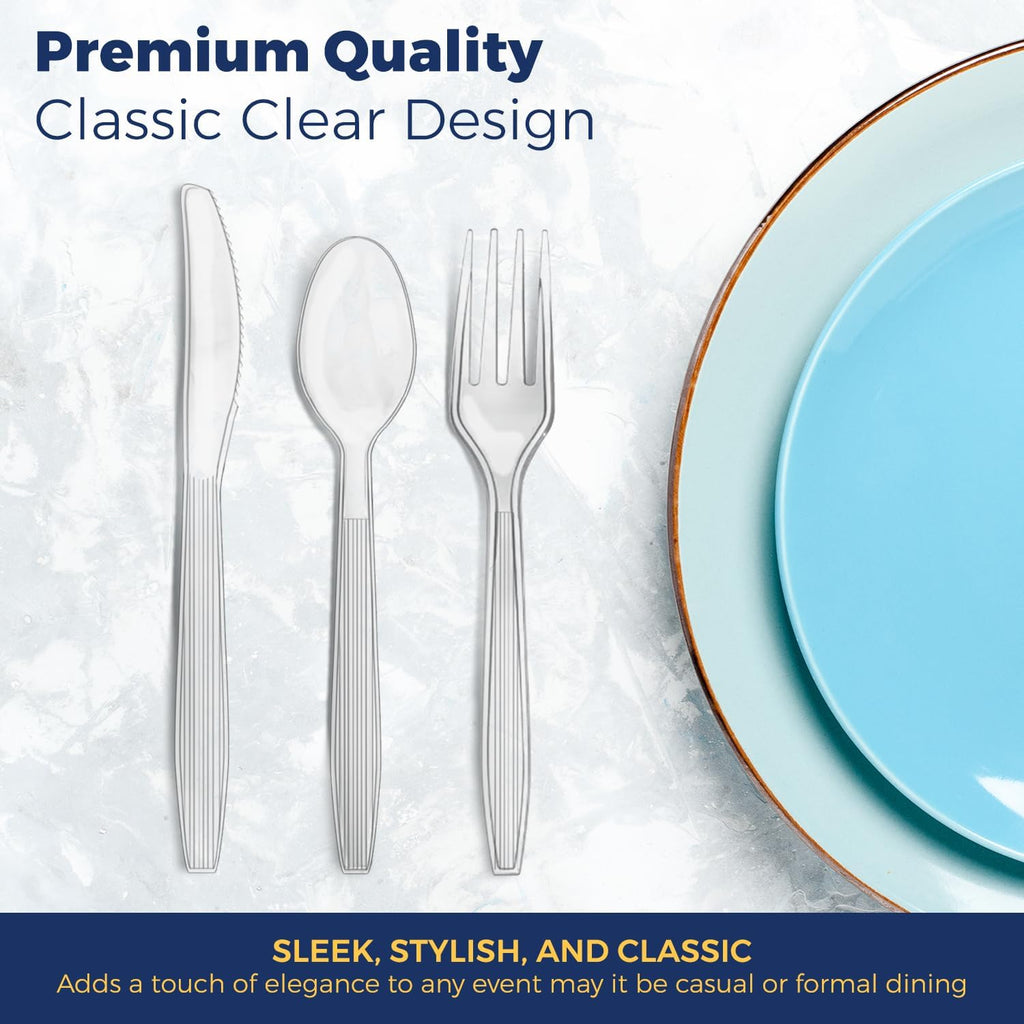 360 Count Extra Heavy Duty Plastic Silverware Set – Heat Resistant & BPA Free Disposable Silverware Cutlery 150