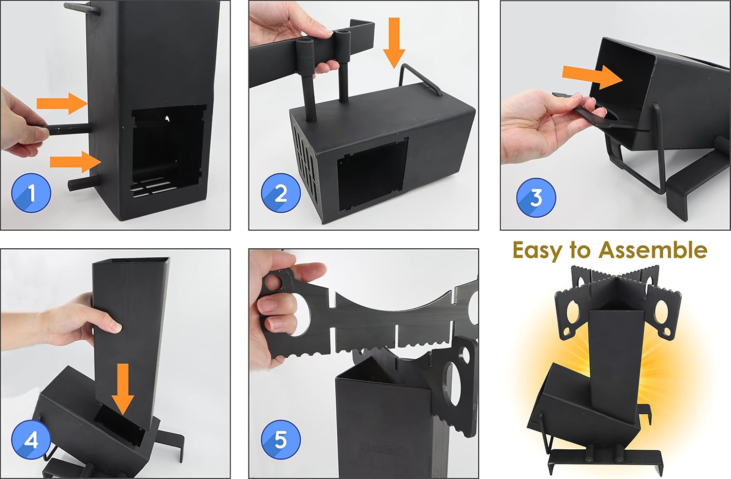 Collapsible Rocket Stove by StarBlue with FREE Carrying Bag - A Portable Wood Burning Camping Stove with Large Fuel