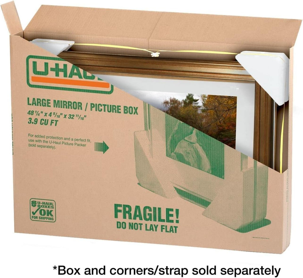 Picture Packer Kit - 4 Corner Protectors for Picture Frames & Mirrors - Includes 17' Securing Strap