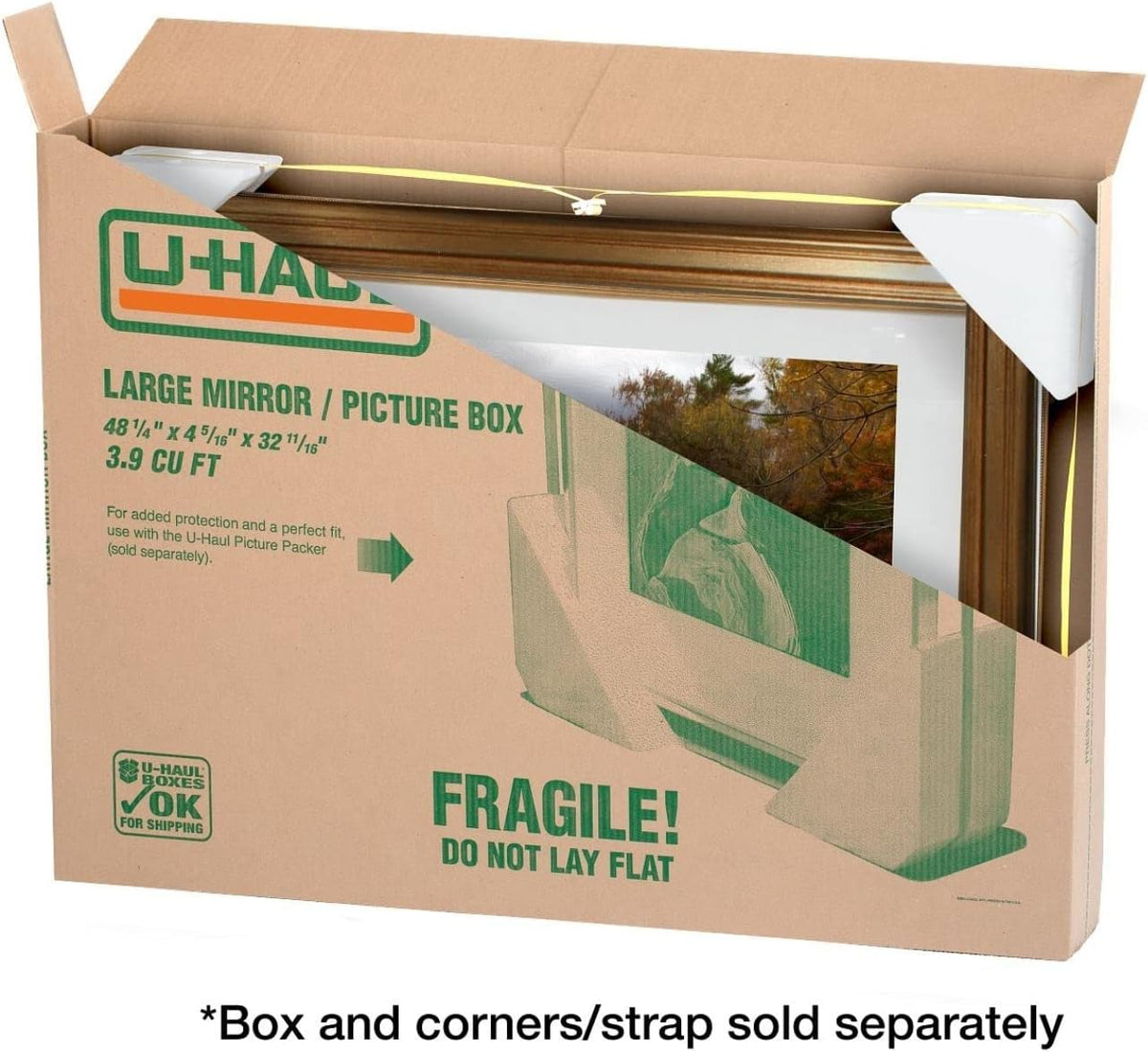 Picture Packer Kit - 4 Corner Protectors for Picture Frames & Mirrors - Includes 17' Securing Strap