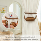 Magnetic Curtain Tiebacks Rope Curtain Tie Backs for Curtains 2 Pack Curtain Holders for Drapes Decorative Window