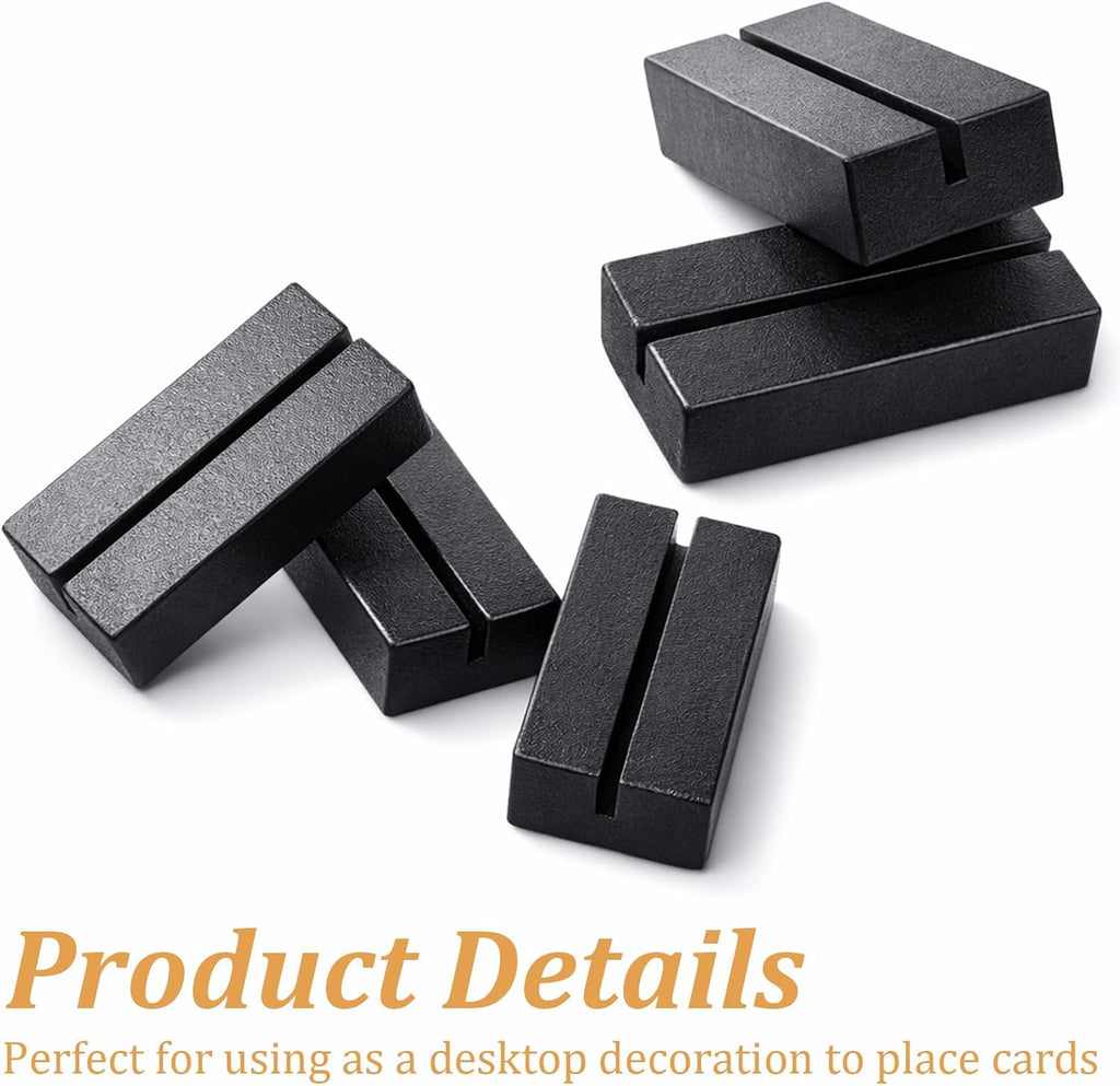 Wood Place Card Holders, 6 PCS Black Table Number Holders, Wood Stand for Wedding Party Events Exhibition Decoration