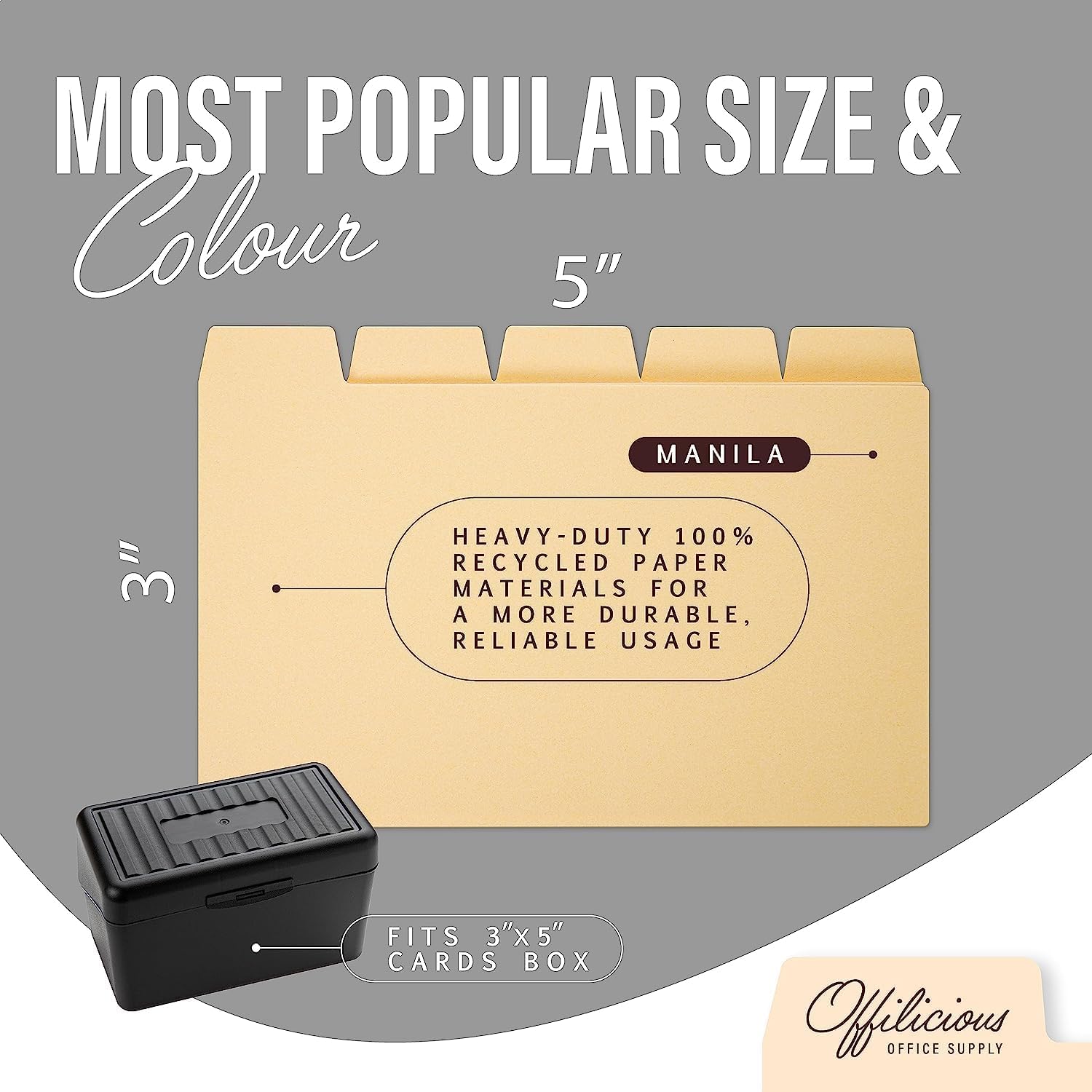 25 Heavyweight Manila Index Card Box Dividers - 3x5 with Tabs & 108 Stickers, Monthly & Recipe Guides, Greeting Card