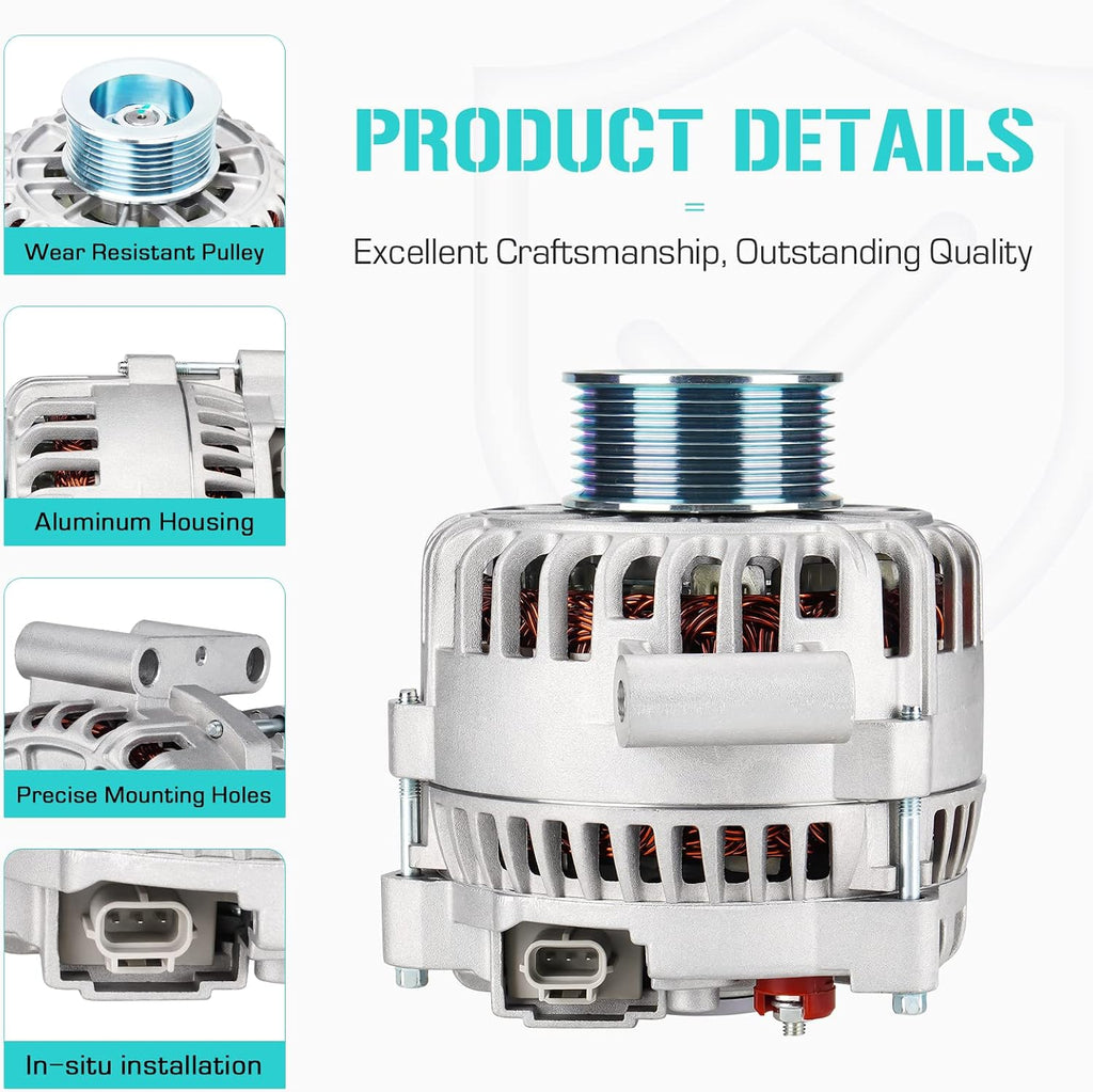New Alternators 11385 Fit for Ford F-250 F-350 Super Duty 6.0L 2005 2006 2007, 5C3T-BA, 6C3T-BA, 6C3Z-10346-BBRM, AFD0131, 40014075