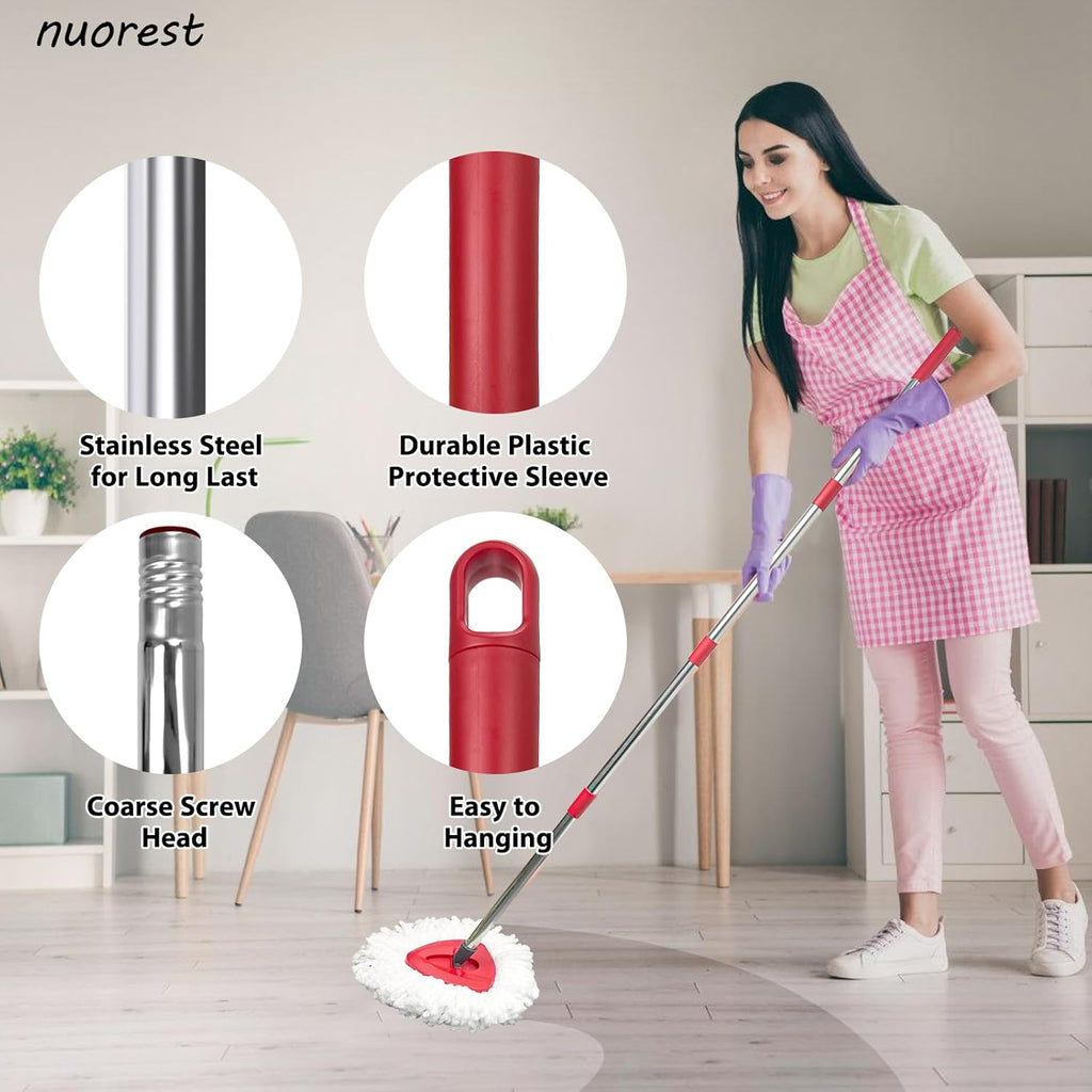 Spin Mop Replacement Set for O-Ceda EasyWring 1-Tank System, Includes 2 Microfiber Mop Heads, 1 Adjustable Spin Mop
