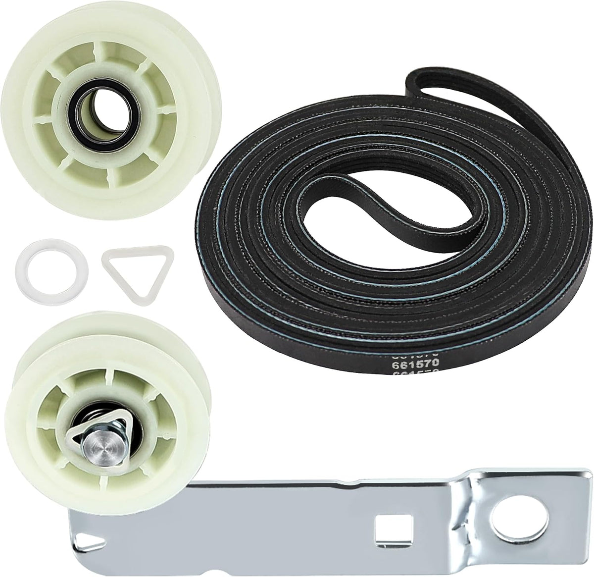 [Newest] Dryer Repair Kit W10837240 Dryer Idler Pulley For Whirlpool Duet Maytag Bravos Kenmore Elite Dryers With 661570V Dryer Drum Belt 279640 Idler Pulley By Romalon