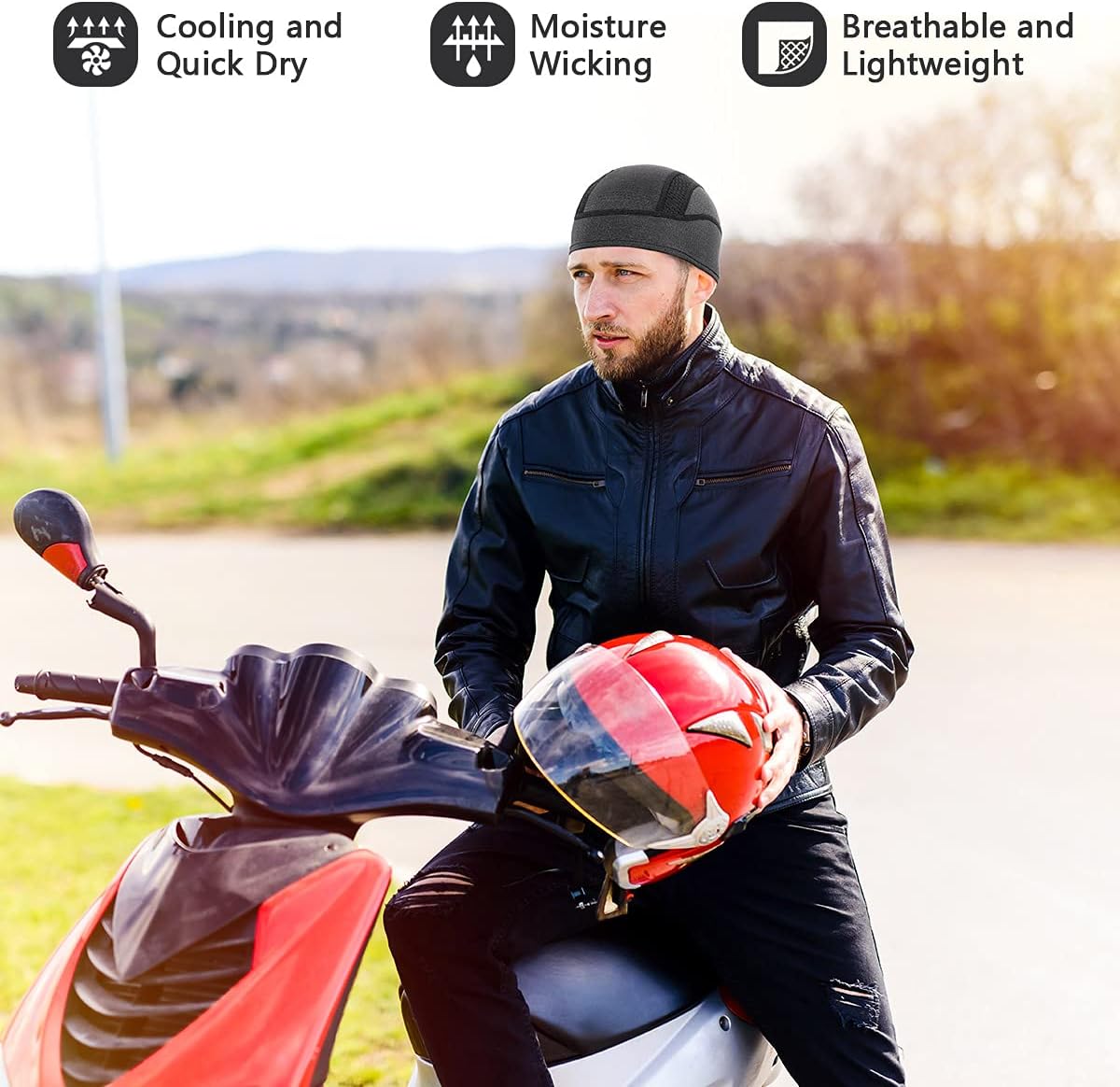 Cooling Skull Cap Breathable Mesh Sweat Control Helmet Liner for Men | Comfortable Nylon Material, Snug Fit, Non-Slip