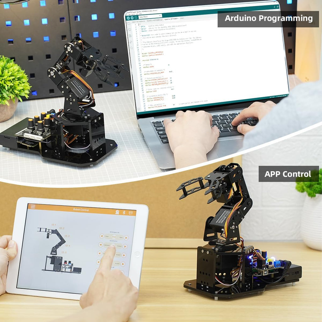 Robotic Arm with Arduino 5DOF/Axis AI Smart Robot Arm Open Source STEM Educational Building Robotics & Engineering