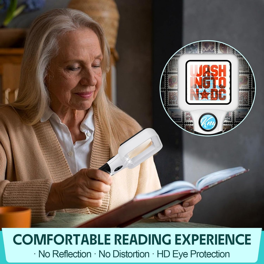 Compact Magnifying Glass with Lights,45X 10X Small Handheld Lighted Magnifier, 3 LED Light Magnifying Glass for