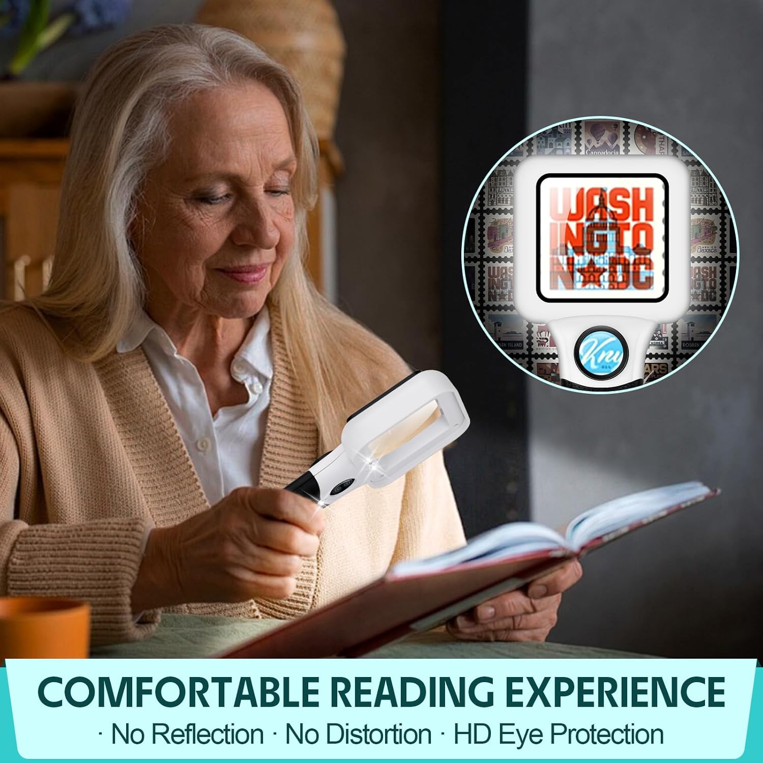 Compact Magnifying Glass with Lights,45X 10X Small Handheld Lighted Magnifier, 3 LED Light Magnifying Glass for