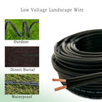 Cableague 12/2 Low Voltage Landscape Lighting Wire 200ft, Pure Copper