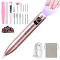 Cordless Electric Nail Drill with UV Light Lamp,Portable Nail File for Acrylic Gel Nails,LCD Display,12 Bits