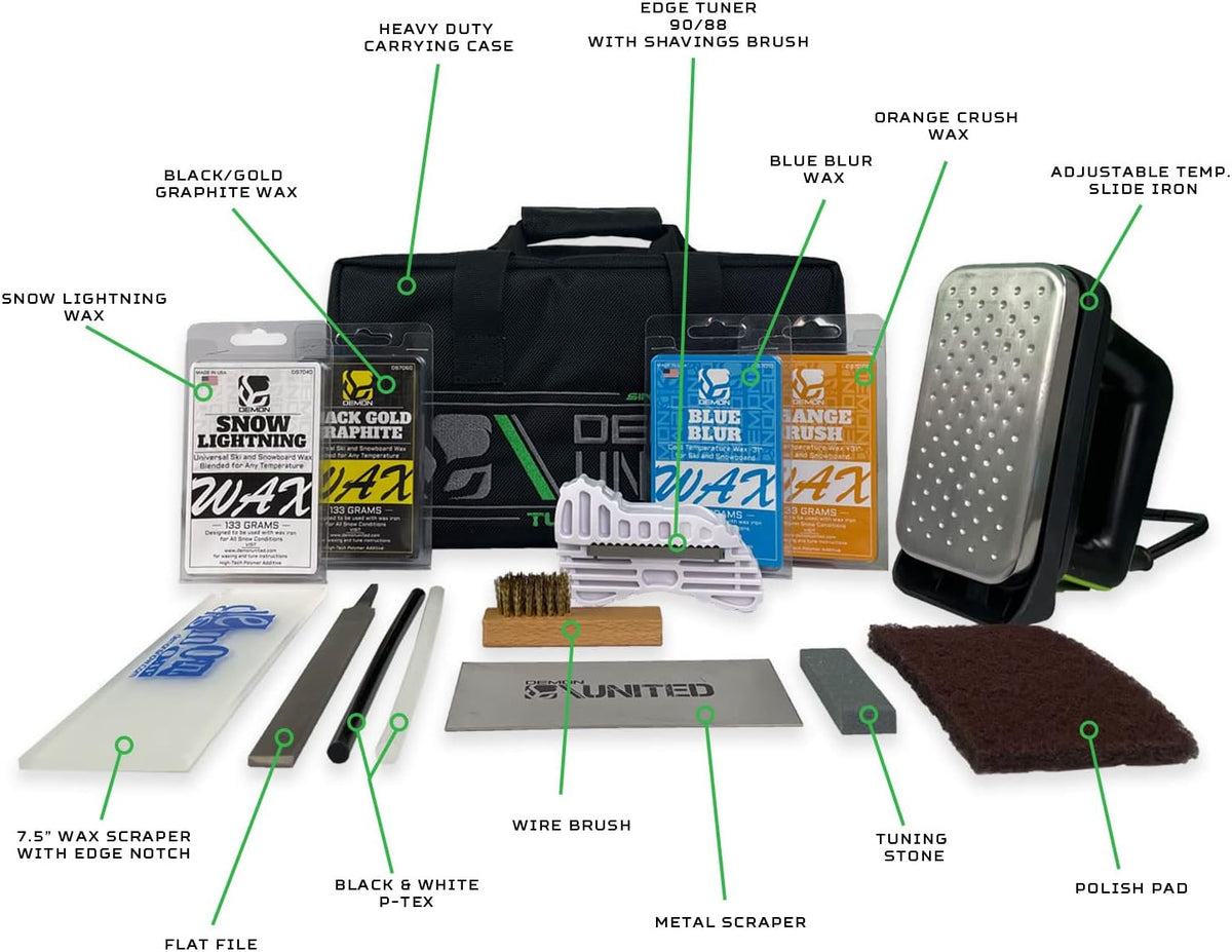 USA Diamond Star Edition Ski & Snowboard Tuning Kit, All Season Snow Conditions Wax Kit, Hot Wax Iron, Wax Apron