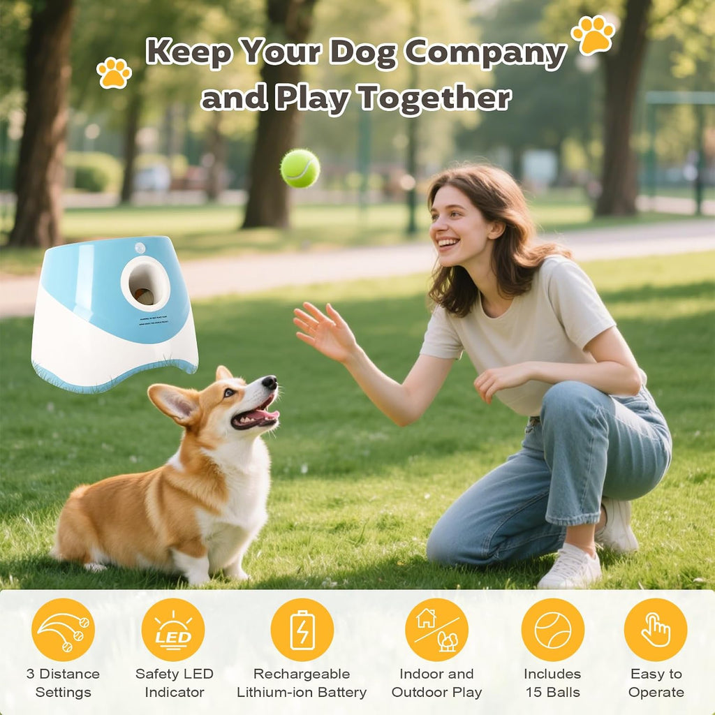 Automatic Ball Launcher for Dogs: Indoor Thrower Fetch Machine,Blue