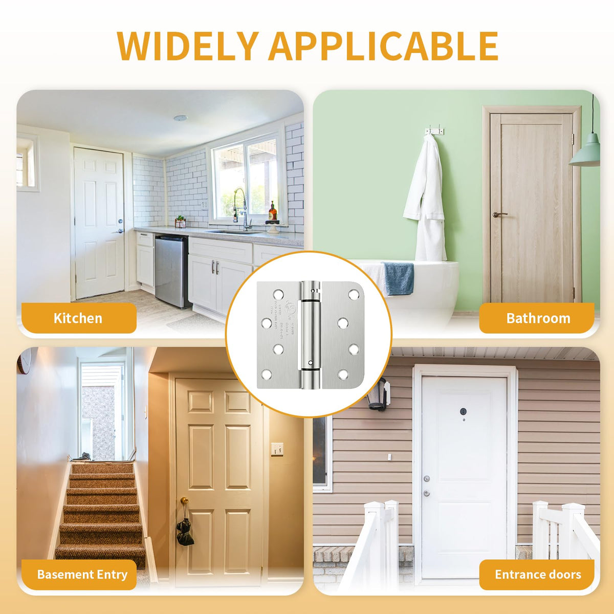2 Pack Spring Hinges Self Closing 4 Inch, Self Closing Door Hinges