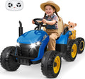 24V Ride On Tractor w/Tiltable & Detachable Trailer, EVA Tires, Up to 4.3Mph, Ride On Toys with Parental Remote