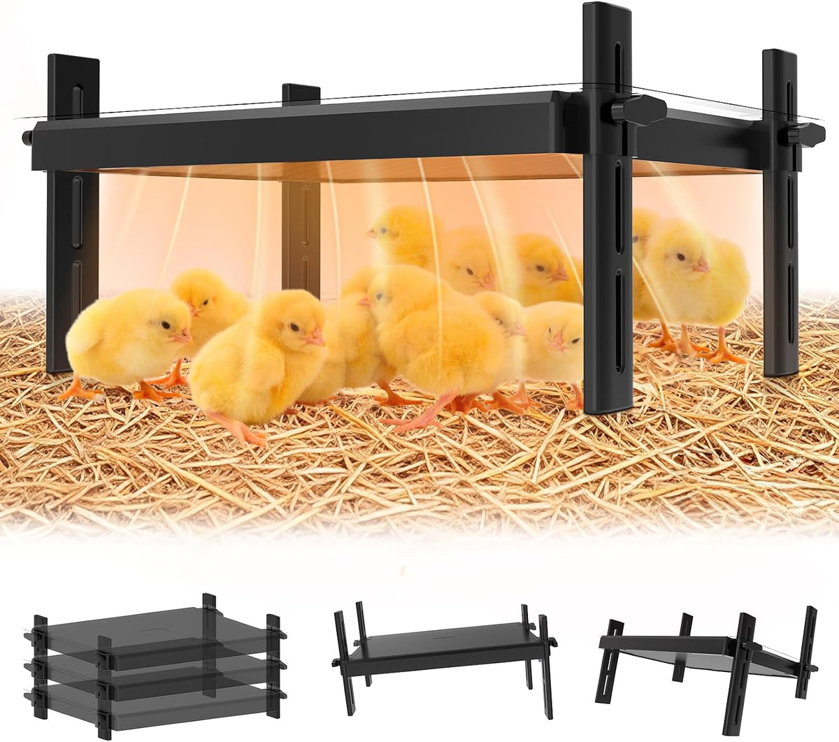 15" x 12.6" Large Chicks Brooder Heater for 20 Chicks - 49W Height & Angle Adjustable Chick Brooder Heating Plate