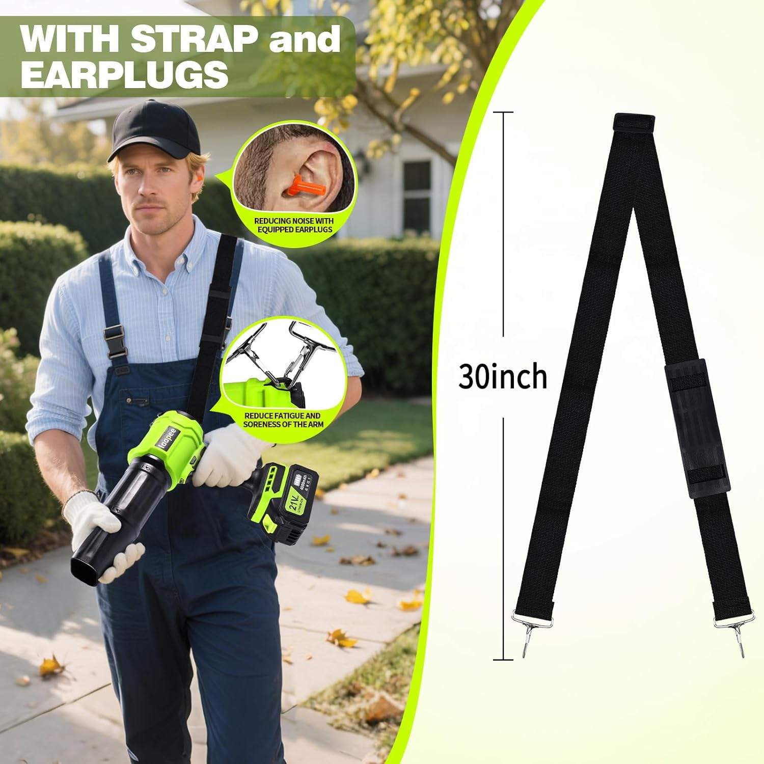 Leaf Blower Cordless with 2x4.0Ah Batteries and Charger,2 Extended Nozzles | Handheld Blower for Leaves Snow