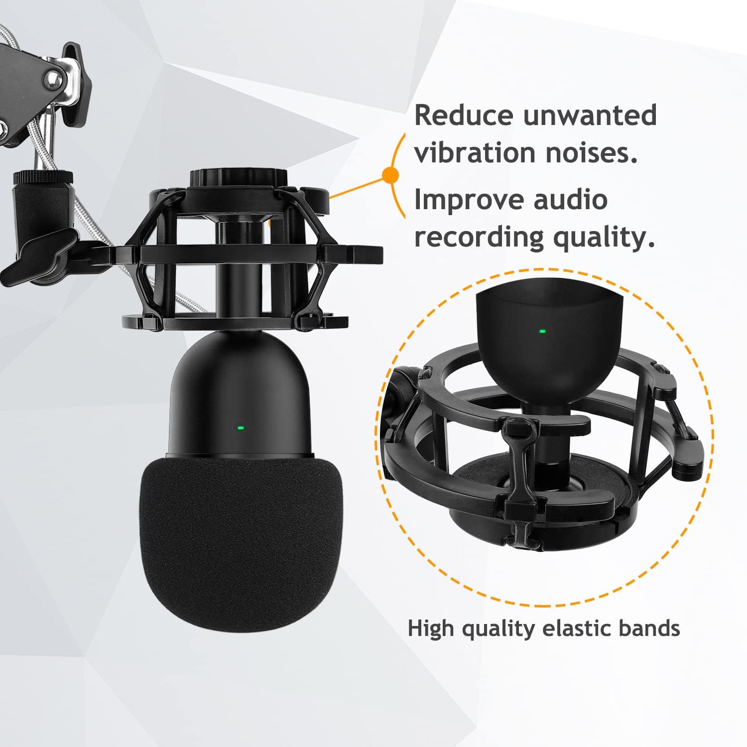Razer Mini Shock Mount with Foam Windscreen Cover, Anti-Vibration Suspension Shockmount Mic Holder Clip Pop Filter to