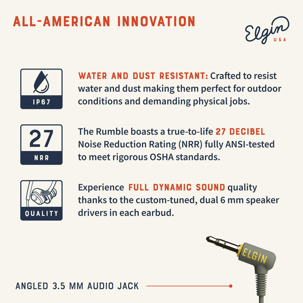 Rumble Wired Earplug Headphones with mic, in-Ear Earbuds