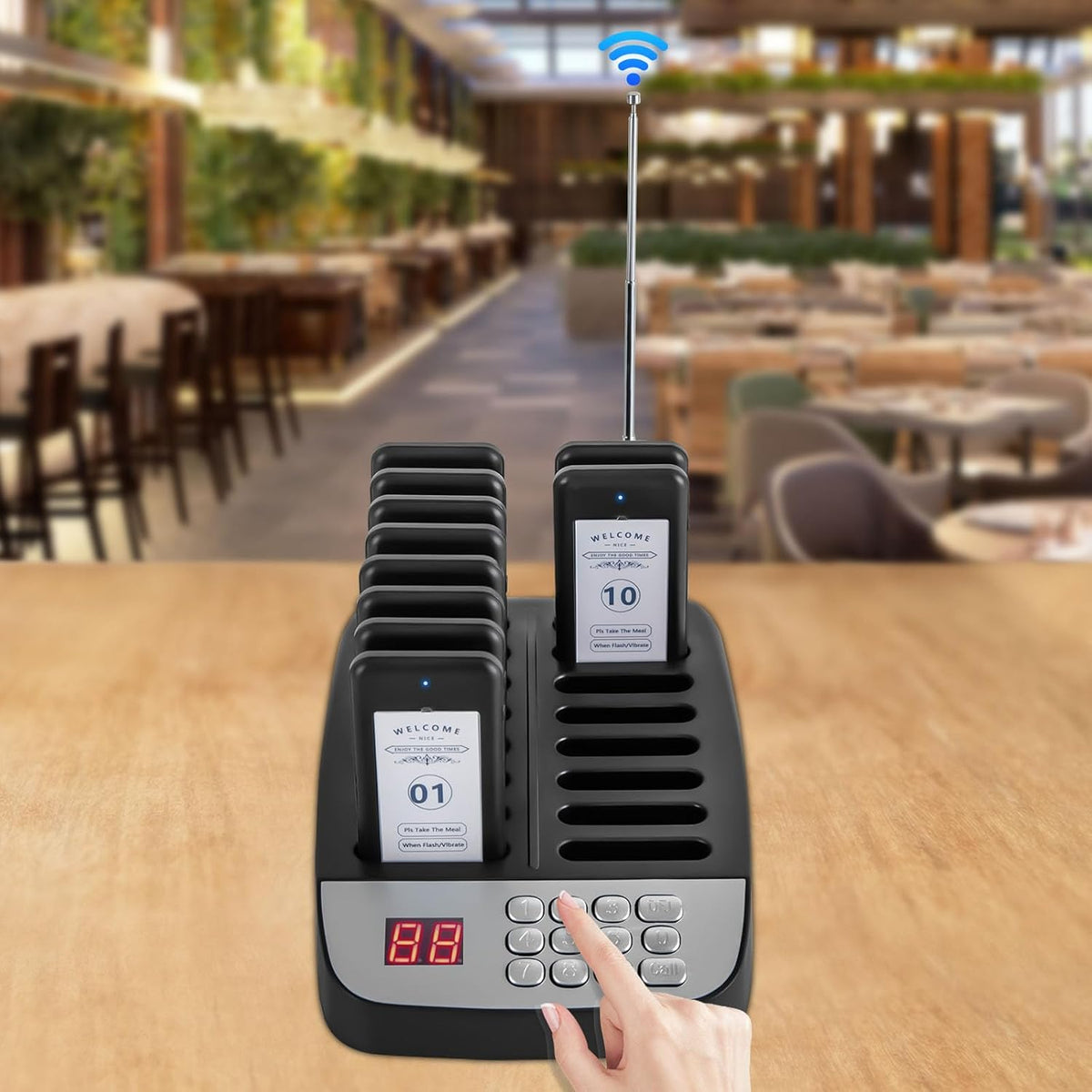 Restaurant Pager,Lineup Queue Signal Beepers, VibrationWireless Guest Customer Service Calling System,Social