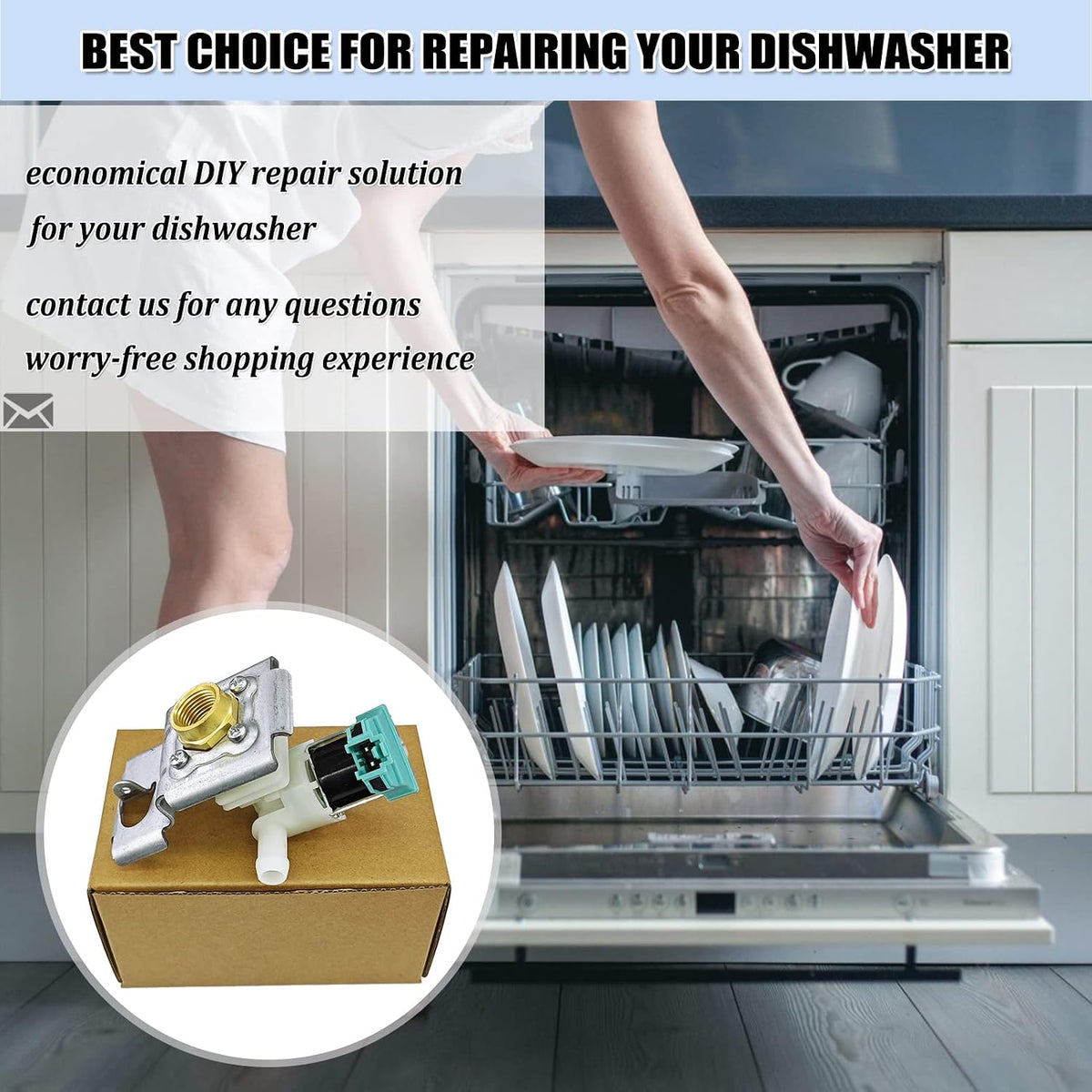 WPW10158389 Dishwasher Water Inlet Valve Replacement for Whirlpool, Kenmore, KitchenAid, Maytag - Replaces AP6015932, PS11749213, W10158387, PS2348011, WPW10158389VP