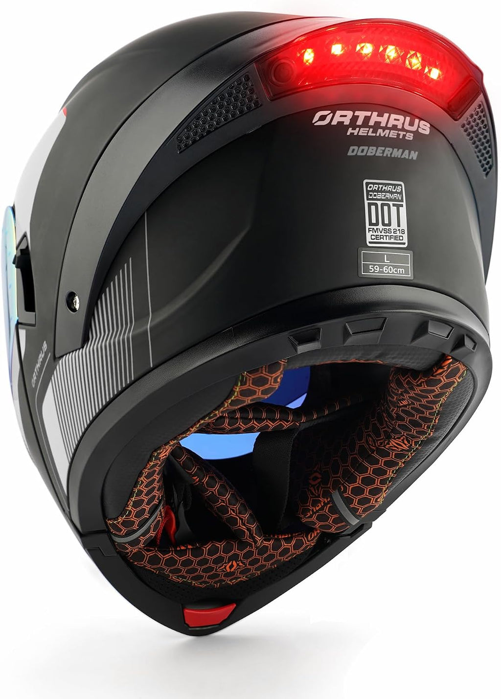 Modular Motorcycle Helmet w/ LED Lights, Full Face Helmet for Adult | 3 Flashing Mode, Flip-Up Dual Visor Sun Shield