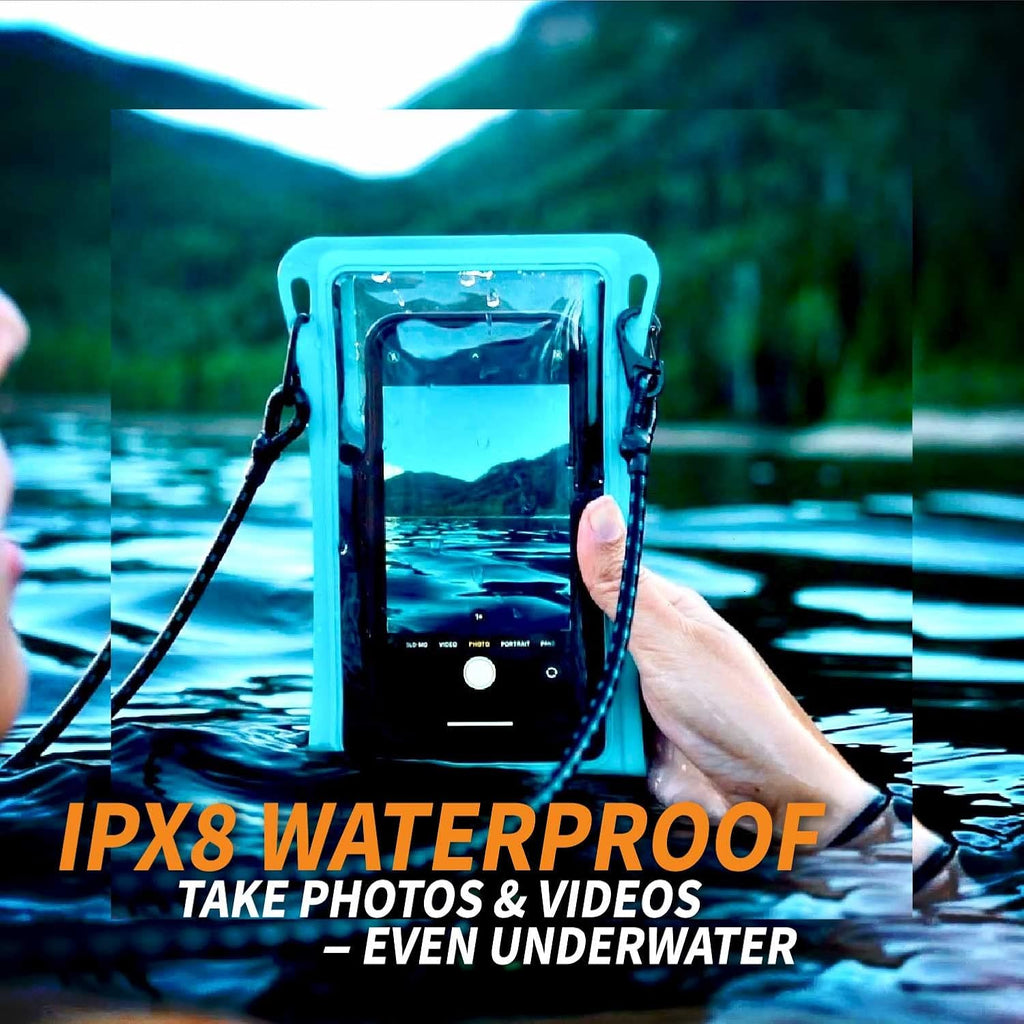 Waterproof Phone Pouch w/Long Lanyard | IPX8 Adventure Grade Cellphone Dry Bag Case, Fits iPhone 15 Pro Max,14 Pro