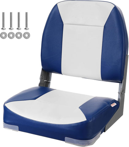 Folding Boat Seat, 18.9" Low Back Seat with Thickened Sponge Padding, Fold-Down Captain Chair for Fishing
