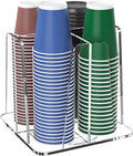 Coffee Cup Organizer for Countertop - Rotating Plastic Cup Holder 4 Compartments Clear Acrylic Cup and Lid Holder for