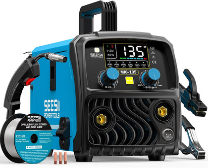 135A MIG Welder 110V - 3-in-1 Gasless Flux Core/Lift TIG/Stick Welding Machine, 7.7lbs Portable IGBT Inverter, Large