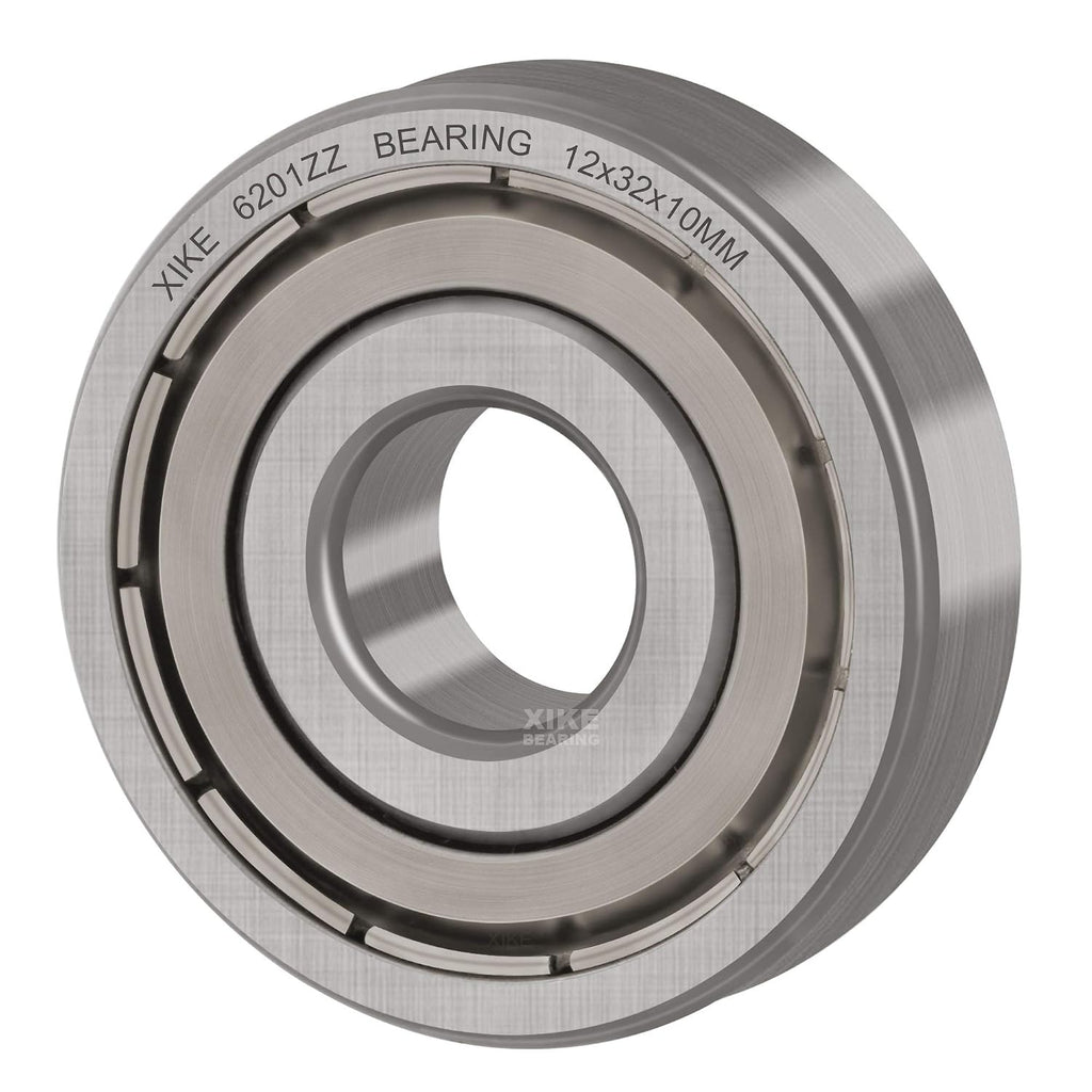XiKe 6201ZZ Shielded Ball Bearings, 12x32x10mm Chrome Steel, 4 Pack