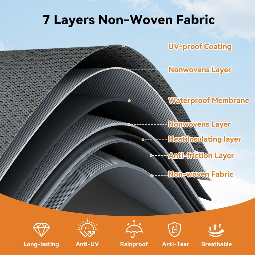 Travel Trailer Cover 27-30 FT, Heavy Duty 7-Layer RV Cover, Rip-Stop Camper Cover, Windproof with 5+2 Straps, UV &