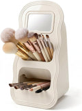 Makeup Brush Holder with Mirror, Wavy Vanity Cosmetic Organizer