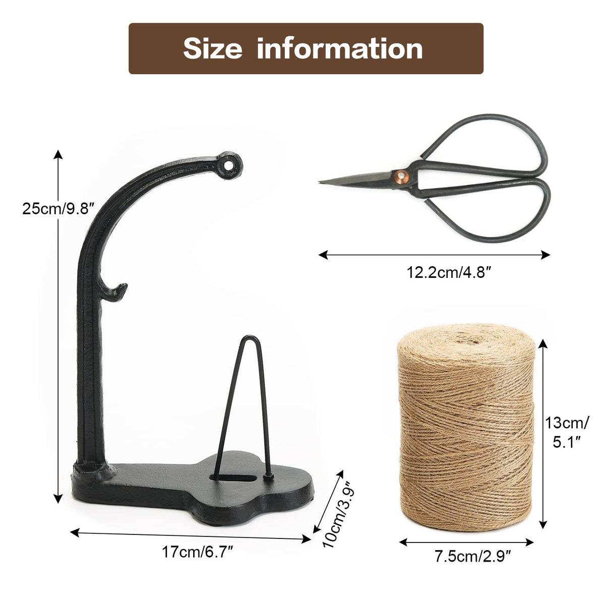 Cast Iron Twine Holder Set - Twine String & Rope Rack & Scissor