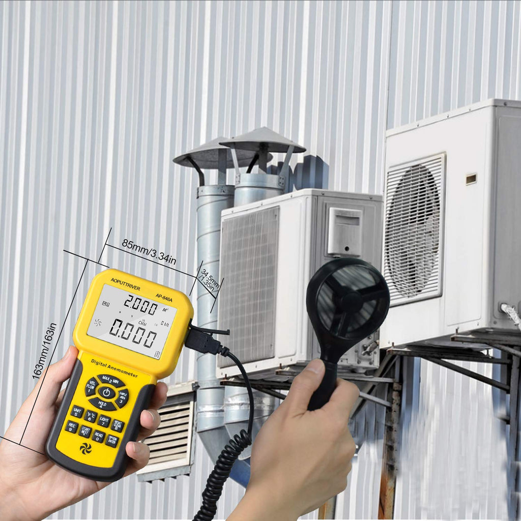 AP-846A Pro CFM Anemometer for HVAC Air Balancing & Dust Hose, 600 Data