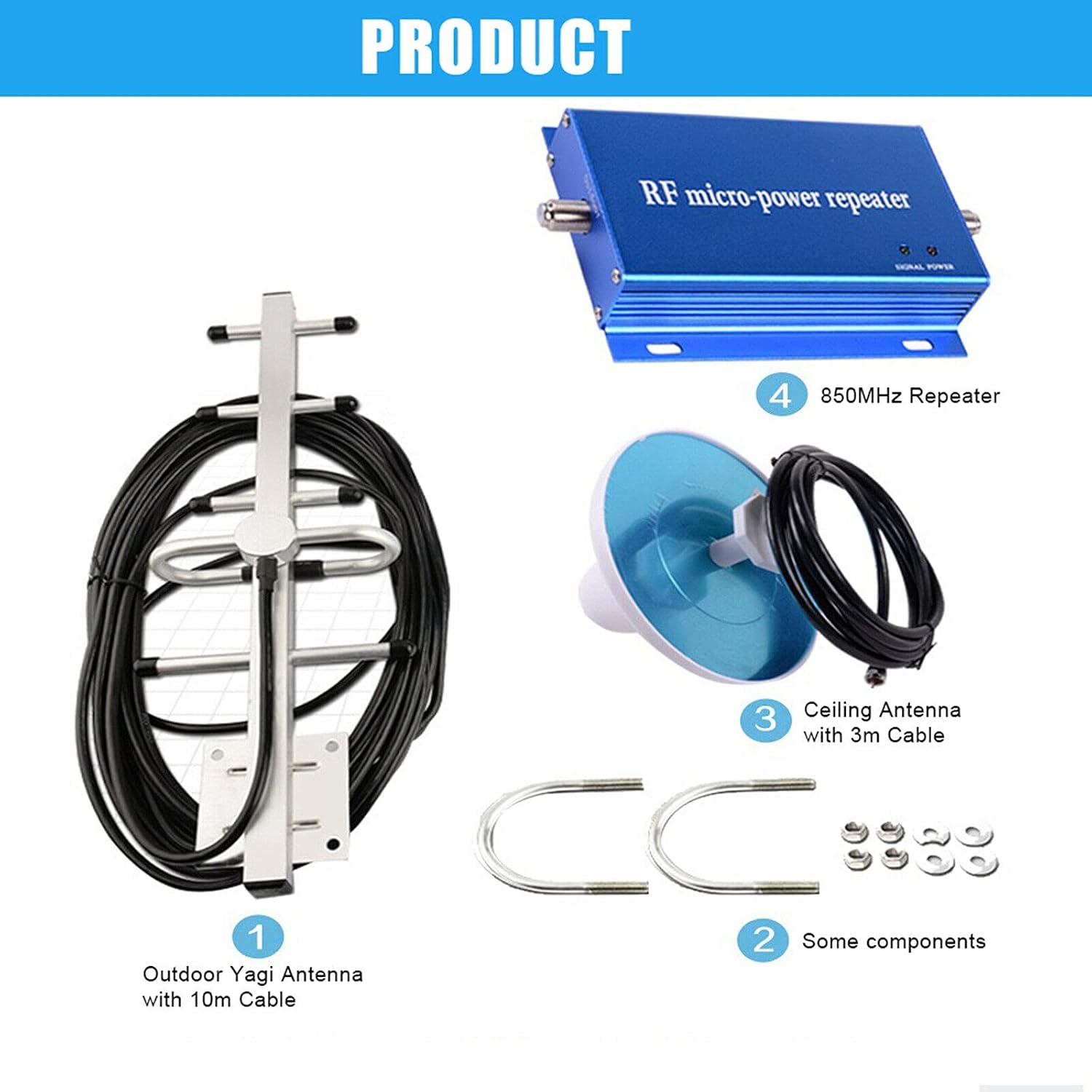 Cell Phone Signal Booster Amplifier 50MHz Band 2G /3G /4G Cell Phone Signal Booster for Home Repeater+Antenna Kit