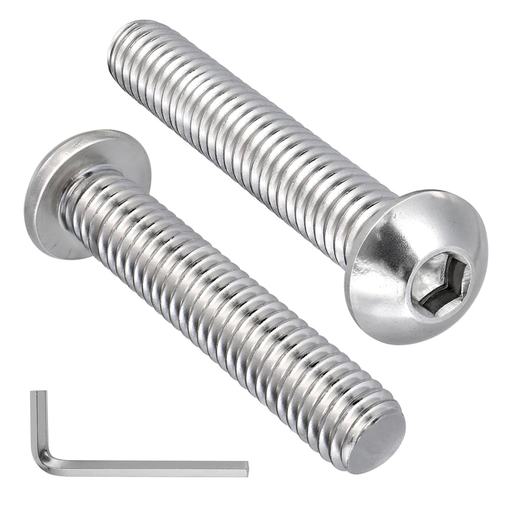 VGBUY 25Pcs 5/16-18 x 1-1/4" Button Head Socket Cap Bolts Screws, 304 Stainless Steel 18-8, Allen Hex Drive, Bright Finish, Fully Threaded, Hex Spanner Included