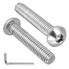 VGBUY 25Pcs 5/16-18 x 1-1/4" Button Head Socket Cap Bolts Screws, 304 Stainless Steel 18-8, Allen Hex Drive, Bright Finish, Fully Threaded, Hex Spanner Included