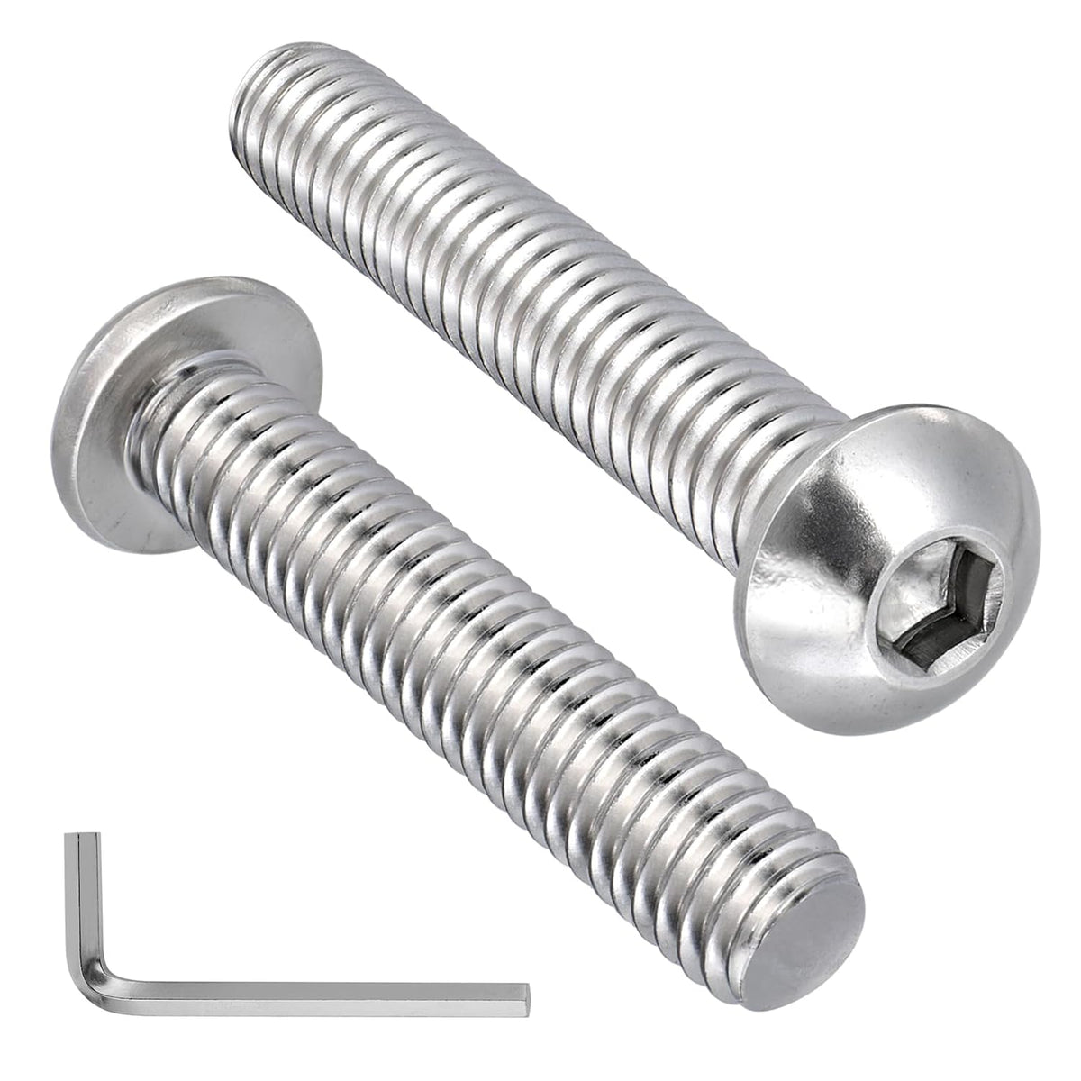 VGBUY 25Pcs 5/16-18 x 1-1/4" Button Head Socket Cap Bolts Screws, 304 Stainless Steel 18-8, Allen Hex Drive, Bright Finish, Fully Threaded, Hex Spanner Included